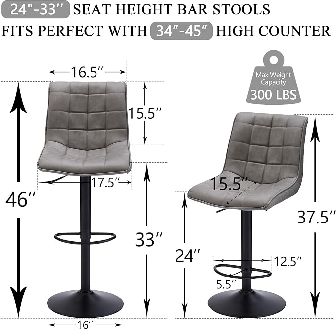 FIRAVOE Swivel Bar Stools Set of 4, Modern Adjustable Bar Stools - Image 2