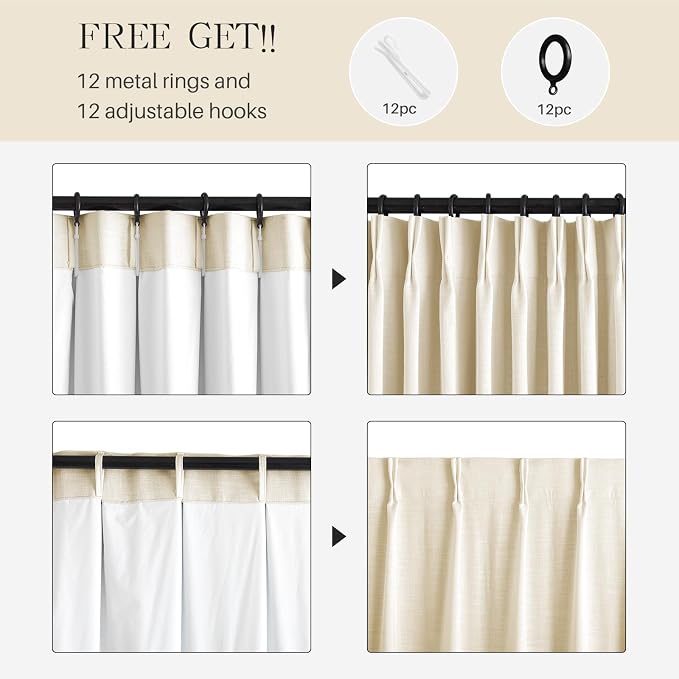 Pinch Pleated Linen Curtains 100% Blackout 84 Inches Long - Image 8