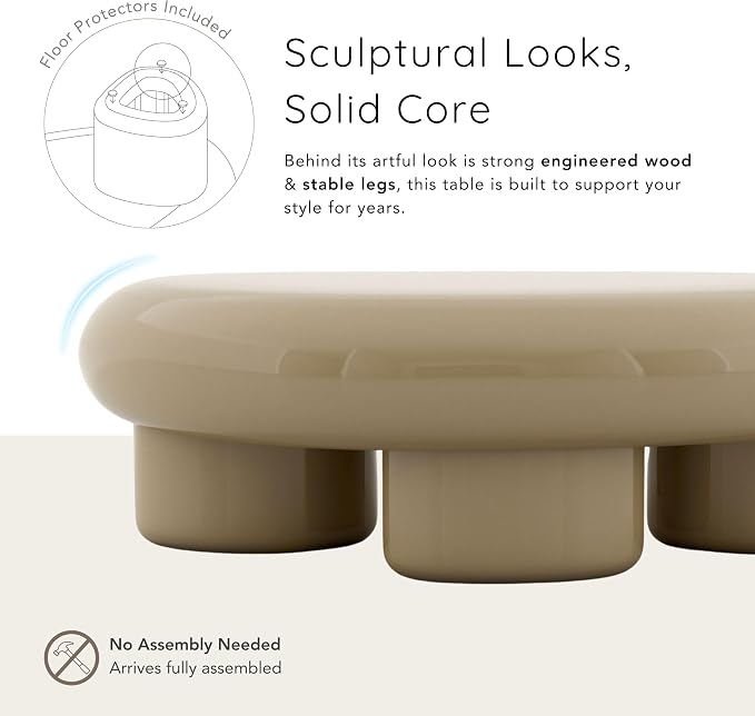 24/7 Shop at Home Kavren Modern 37-inch Oval Glossy Low Profile Coffee Table - Image 5
