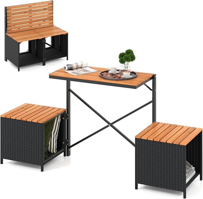 Tangkula 3-in-1 Convertible Bench Picnic Table, Outdoor Folding Table and by TANGKULA