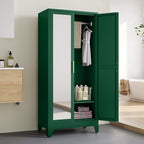 71" Metal Armoire Wardrobe Closet, Steel Clothing Storage Cabinet - Image 4