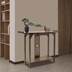 Chinese Style Vintage Console Table, 40In 2 Tiers Bamboo Sofa Consoles Table - Image 7