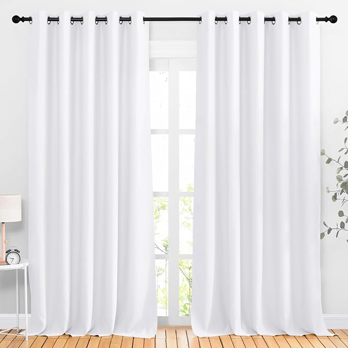NICETOWN White Room Darkening Bedroom Curtains, Grommet 50% Blackout Thermal by NICETOWN