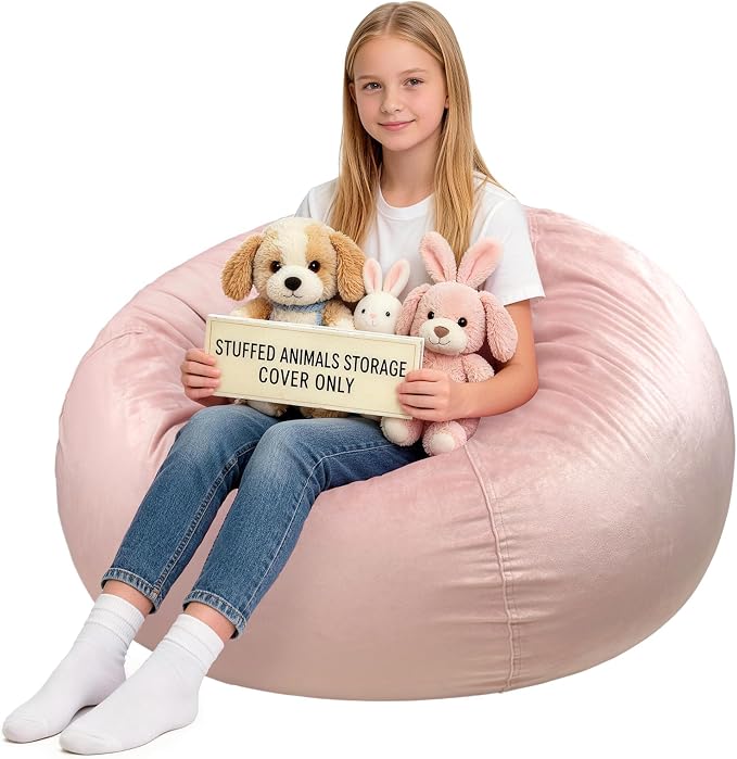 Lukeight Stuffed Animals Storage Bean Bag Chair Cover by Lukeight