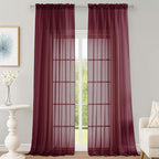Sheer Curtains 2 Panels Set for Bedroom Living Room, Soft Solid Rod Pocket by OWENIE