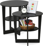 Furinno JAYA Side Table Set of 2, 2-Tier Round Modern End Table - Image 7