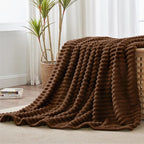 BEDELITE Striped Fleece Throw Blanket, Chocolate Brown, Soft Cozy, Lightweight - Image 8