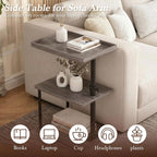 Faesun C Table End Table Adjustable Height, 360°Swivel TV Tray Table - Image 4