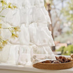 jinchan Ruffled Kitchen Valance Pom-Pom Voile Valance Curtains Sheer Shabby - Image 8