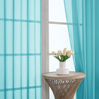 Turquoise Sheer Curtains 120 Inches Long 2 Panels Set, 59 Inch Extra Wide Soft - Image 3