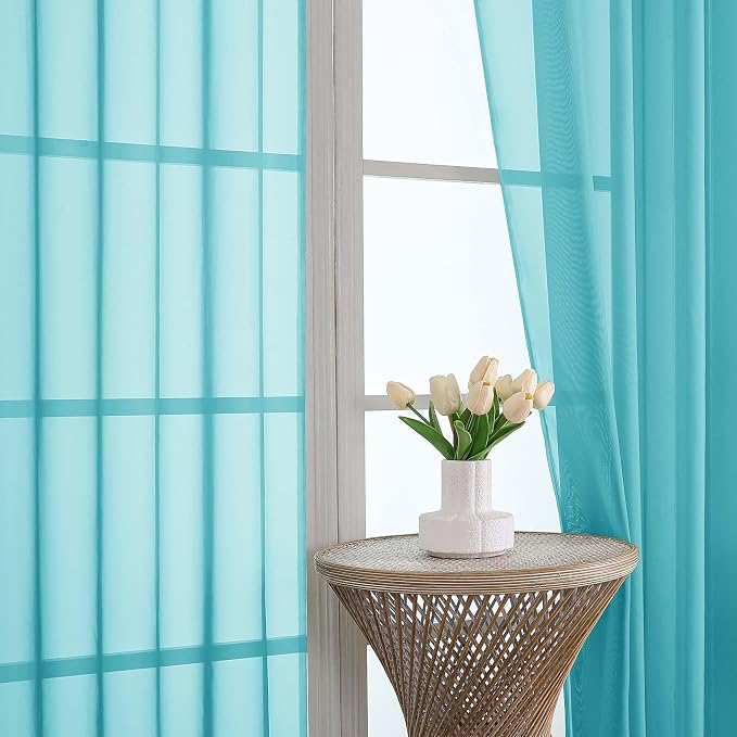 Turquoise Bedroom Curtains 2 Panel Sets 96 Inch Length, 59 Inch Extra Wide - Image 3