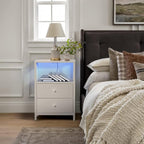BOLUO White Nightstands Set of 2, Bedroom Night Stand Set Two Nightstand - Image 8