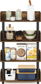 Furinno Turn-N-Tube 4-Tier Toolless Display Rack, Amber Pine/Black - Image 4