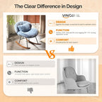 VINGLI 25.6" Extra Wide Criss Cross Nursery Rocking Chair, Cute Curved 115° - Image 3
