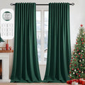 MIULEE Christmas Hunter Green Back Tab Blackout Curtains 52"x108" 2 Panels | by MIULEE