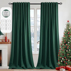 MIULEE Christmas Hunter Green Back Tab Blackout Curtains 52"x108" 2 Panels | by MIULEE