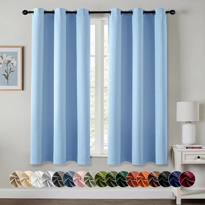 MIULEE Blackout Curtains for Bedroom 2 Panels 40 x 45 Inch Long Sky Blue | by MIULEE