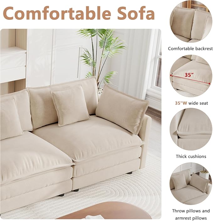 mikibama Modular Sectional Sofa, 146.5 Inch L Shaped Couch Set - Image 3