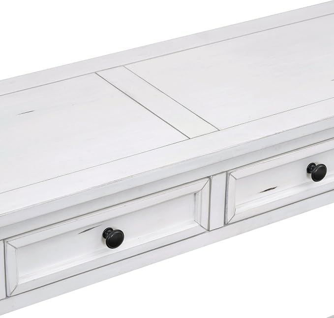 LKTART White Console Table, Solid Wood Sofa Table - Image 9