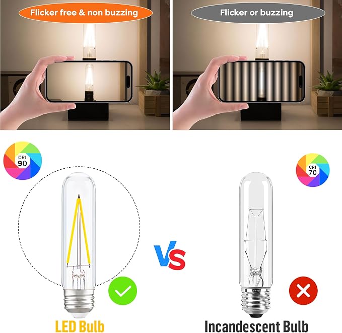 Dimmable E26 T30 T10 LED Bulb Long Tube Light Bulb 4W, Type T Tubular Light - Image 5
