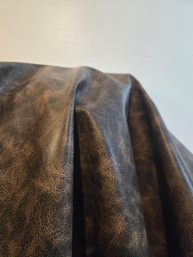 Brown Vintage Distressed Soft Faux Leather Fabric PU Peta Approved Vegan - Image 10