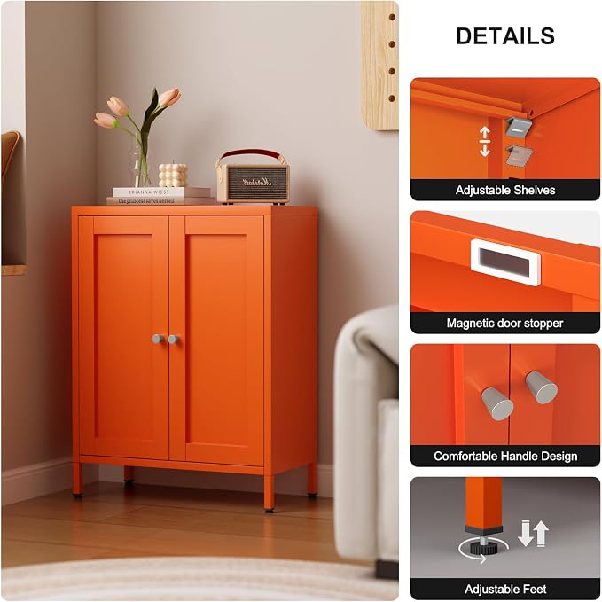 Bevivog Small Bathroom Storage Cabinet, Small Locker Cabinet Sideboard - Image 3