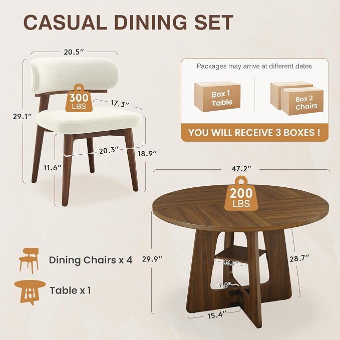 GRUSIGN 5-Piece Round Dining Table Set - Image 2