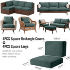 8Pcs Outdoor Cushion Covers, Stretch Patio Furniture Couch Chair Slipcovers | - Image 2