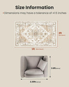 AMADA HOMEFURNISHING 3x5 Washable Area Rug, Low-Profile Entryway Rug - Image 2