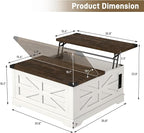 Hlivelood 36" Farmhouse Movable Lift Top Coffee Table - Image 2