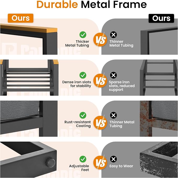 Pamapic 4 Pieces Outdoor Patio Furniture Set, Modern Metal Balcony Furniture - Image 5