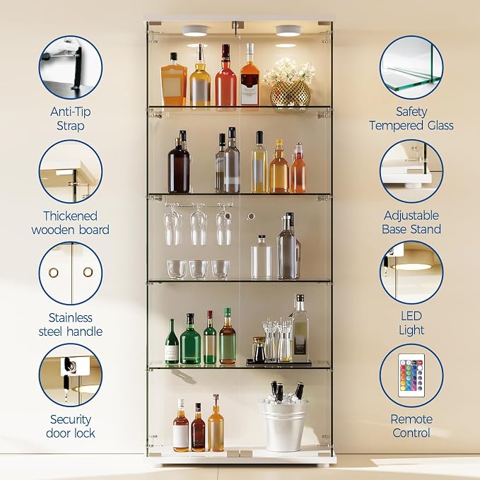 IDEALHOUSE Tempered Glass Display Cabinet - Image 3