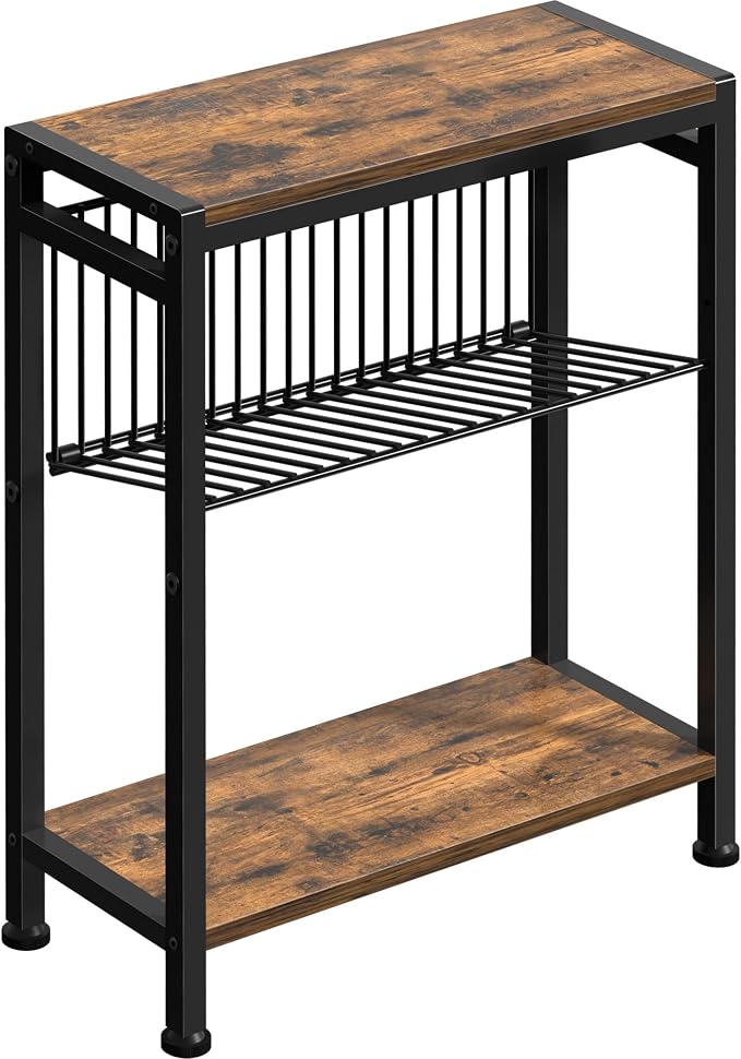 Small Side Table for Small Space, 3-Tier Narrow End Table by HOME