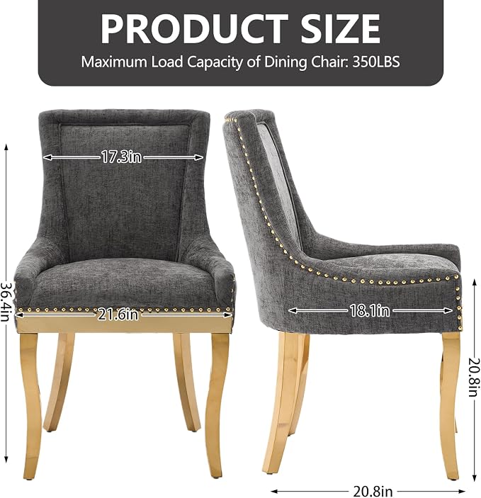 Upholstered Dining Chairs Set of 4, Modern Fabric Side Chairs - Image 3