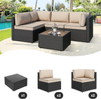 JAMFLY 5-Piece Patio Furniture Set, All-Weather Wicker Outdoor Sectional Sofa - Image 6