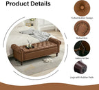 SOFTHION 58.1" Storage Bench Upholstered PU Leather End of Bedroom Bed Bench - Image 4