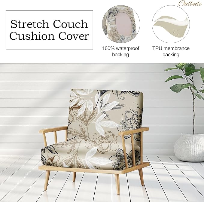 CALBODE 12Pcs Outdoor Stretch Cushion Covers, Waterproof Outdoor Chair Floral - Image 4