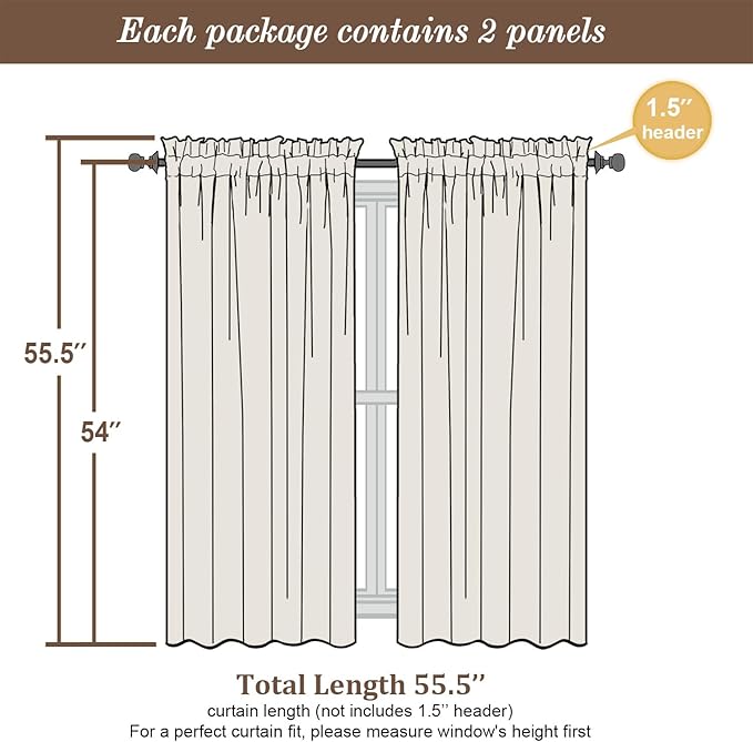 Chyhomenyc Ivory Sheer Curtains 54 Inch Length 2 Panels - Image 6