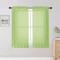 Lime Sheer Curtains for Bedroom Living Room 54 Inch Length 2 Panels Set by OWENIE