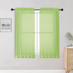 Lime Sheer Curtains for Bedroom Living Room 54 Inch Length 2 Panels Set by OWENIE