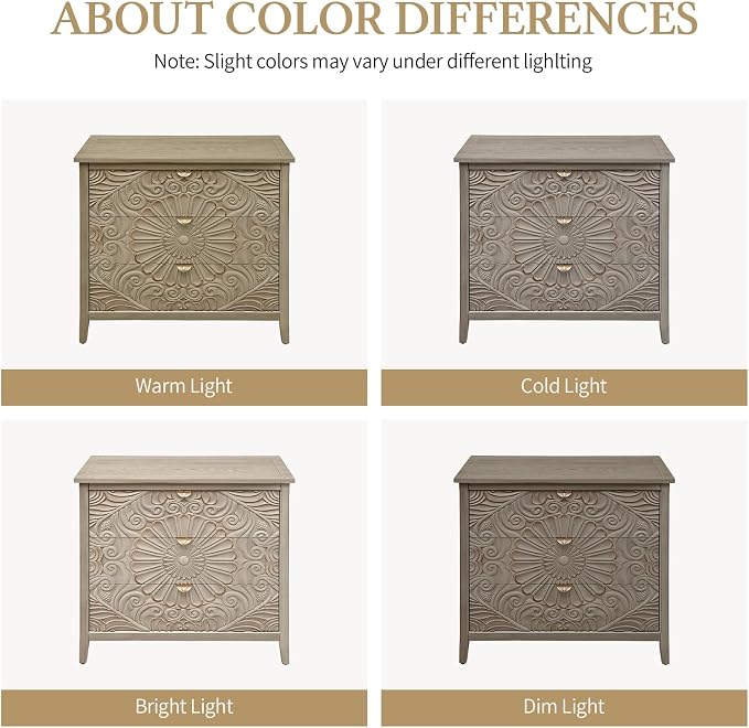 31.5" Carved 3-Drawer Cabinet - Image 5