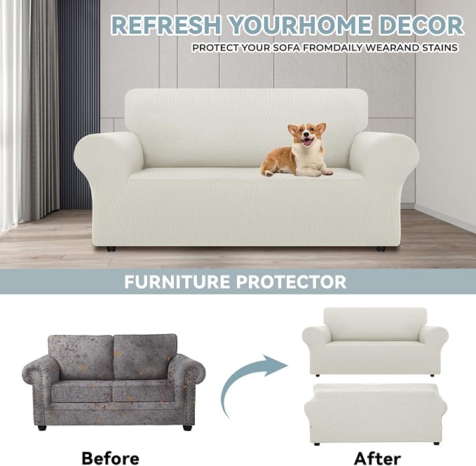 LURKA Stretch Loveseat Sofa Slipcovers 1 Piece Couch Covers - Image 3