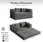 59in Convertible Sofa Bed, Corduroy Boneless Couch Bed, Futon Sleeper Sofa Pull - Image 2