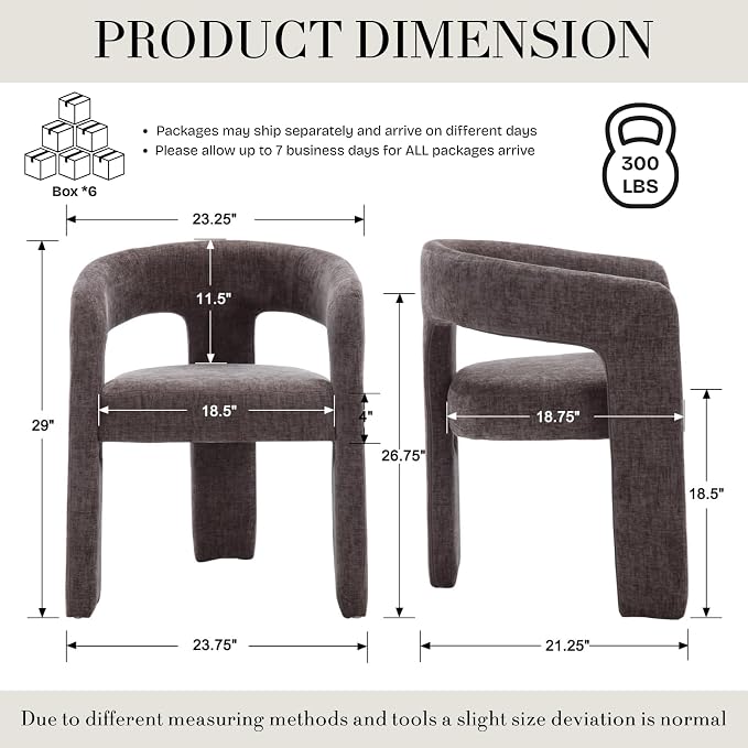 Modern Chenille Dining Chairs Set of 6, Upholstered Barrel Chairs - Image 2