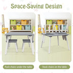 Costzon Kids Table and Chair Set, 3 Pieces Wooden Activity Table & 2 Rabbit - Image 6