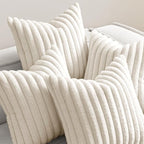 MIULEE Faux Fur Plush Decorative Throw Pillow Covers 20x20, Cream White | Set - Image 2