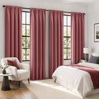 MIULEE 84 Inch Length Dusty Rose Blackout Bedroom Curtains Set of 4 | Thermal - Image 2