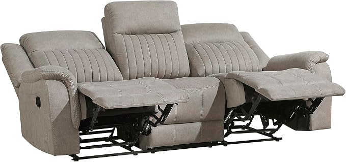 Lexicon Manual Double Reclining Sofa, Polished Microfiber Upholstered 3 Seater - Image 10