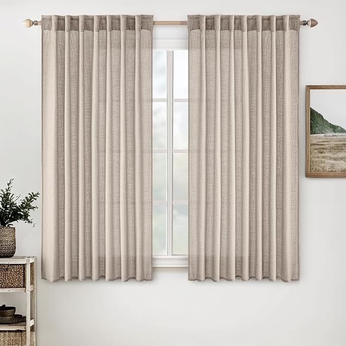 MIULEE Natural Linen Curtains 52x45 Inch Length by MIULEE