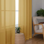 Chyhomenyc Gold Sheer Curtains 84 inches Long 2 Panels Set | Light Filtering - Image 6